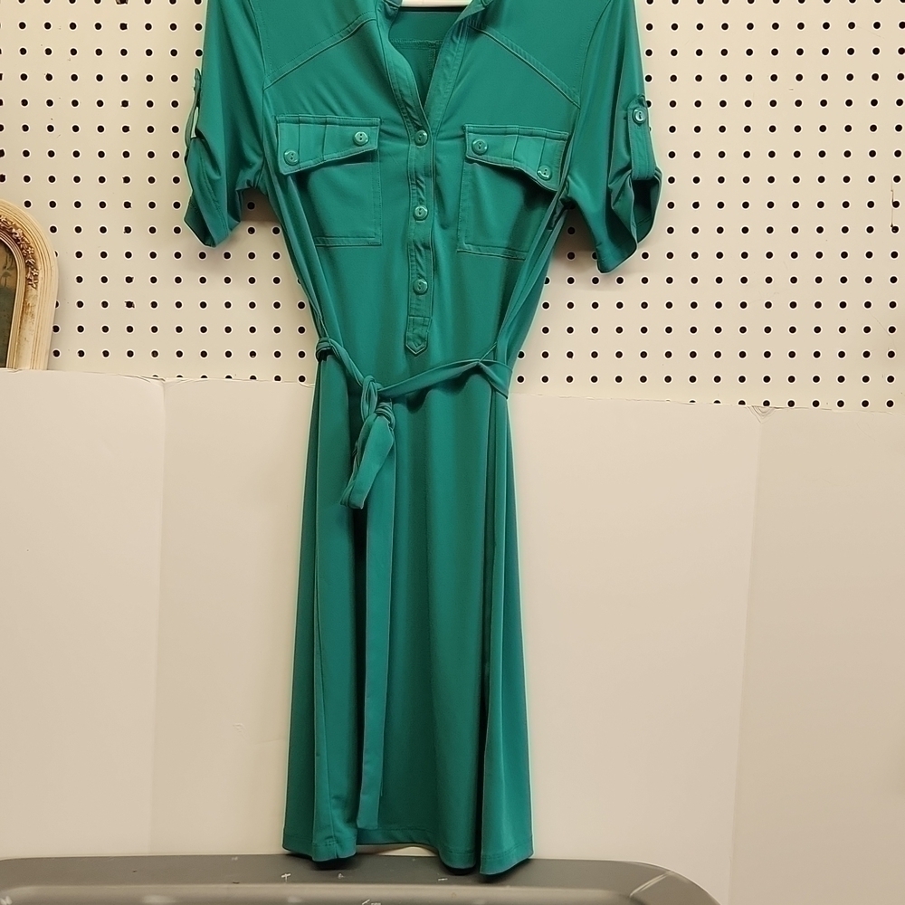 FENN Wright Manson dress women's size 6 lovely green shirt style dress EUC - Picture 2 of 6
